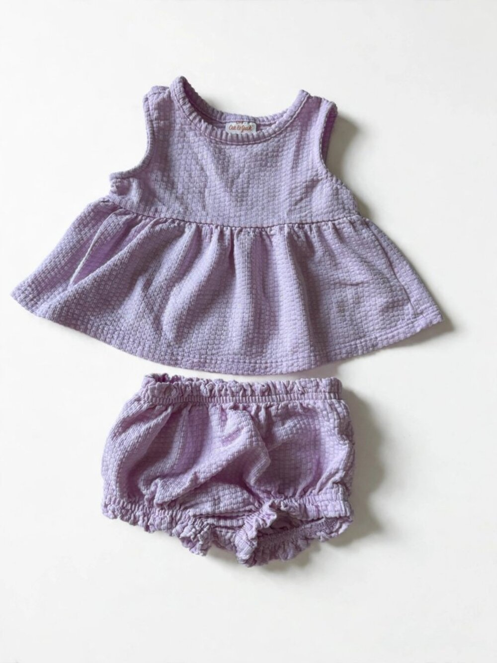 Cat & Jack Baby Girl 2-Pc Outfit 3-6M Lavender Waffle Knit